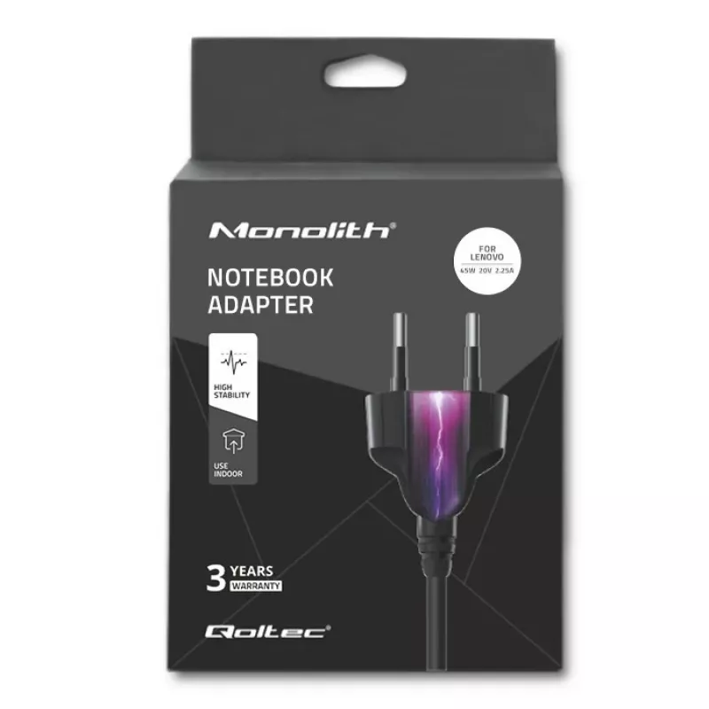 Qoltec 45W 20V 2.25A Slimtip + pin 50098.45w nešiojamojo kompiuterio maitinimo adapteris
