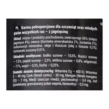 Dolina Noteci Rafi Junior su ėriena, spanguolėmis ir mėlynėmis – šlapias šunų ėdalas 400 g