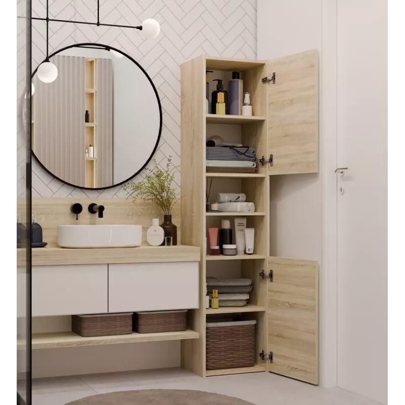 Vonios spintelė stovima Top e shop S40 SONOMA ąžuolinė, 6 lentynos, 400×300×1700 mm