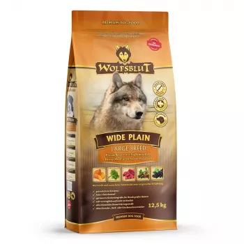 Sausas šunų ėdalas Wolfsblut Wide Plain Large Breed — Arklys ir Saldžiosios bulvės, 12,5 kg, 24% baltymų, 10% riebalų