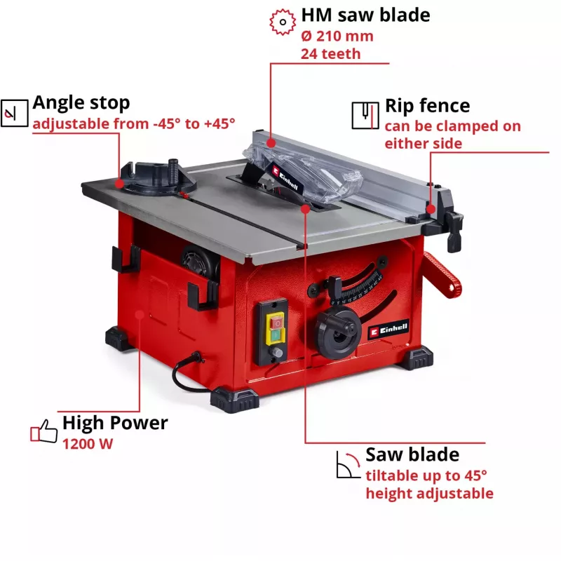 Stalinių pjūklų komplektas EINHELL TC-TS 8 su 210 mm disku, 230 V