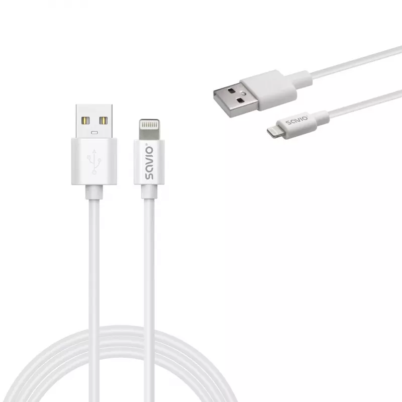 Savio Cl-193 USB kabelis USB 2.0 2 m USB A USB C/Lightning Baltas