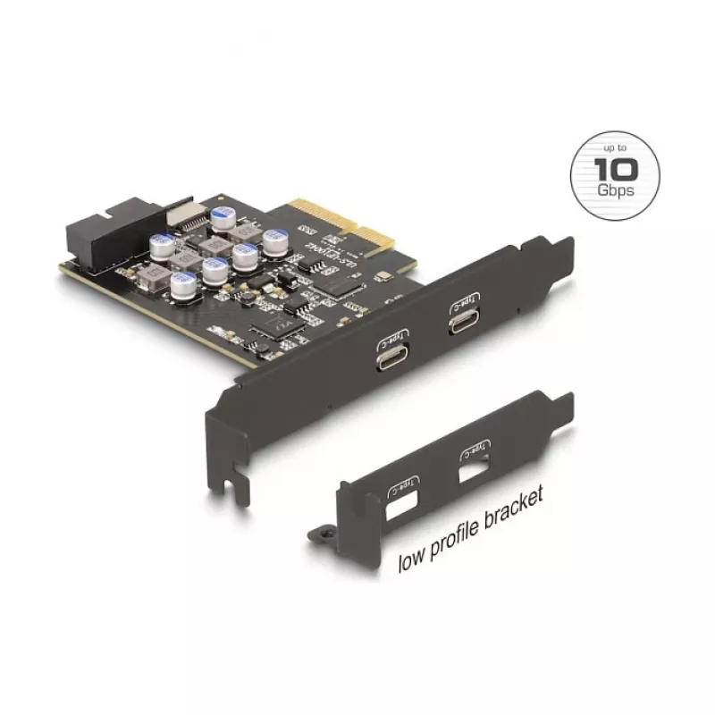 PCI Express x4 kortelė DELOCK 90345 su 2 išoriniais USB Type-C prievadais