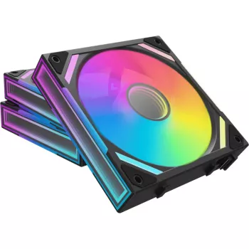 ALPENFÖHN Wing Boost 4 120mm ARGB PWM korpuso ventiliatoriai - 3 vnt. komplektas juodi