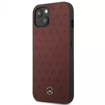 Mercedes MEHCP13SPSQRE iPhone 13 mini 5,4 inch raudonas kietas odinis dėklas su žvaigždžių raštu