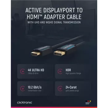Clicktronic Casual DisplayPort/HDMI™ adapterio kabelis, 5 m - itin didelės spartos kabelis - DisplayPort / HDMI™ - 4K@60Hz (44926)