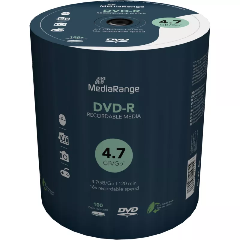 MediaRange MR442 DVD-R 4.7 GB tušti diskai, 100 vnt.