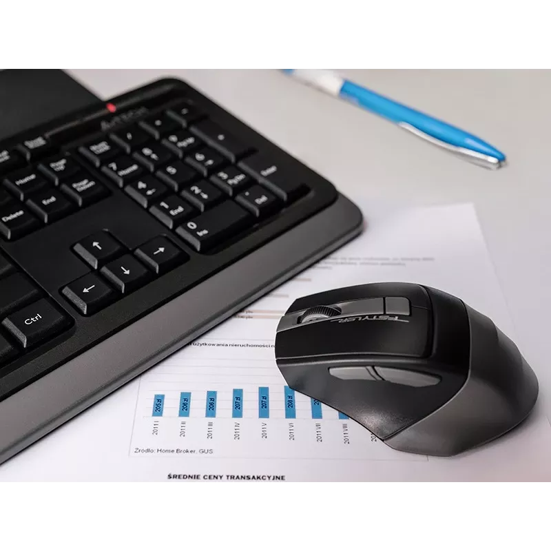 Belaidė pelė A4Tech FStyler 47478 2,4 GHz Nano pilka ergonomiškas dizainas