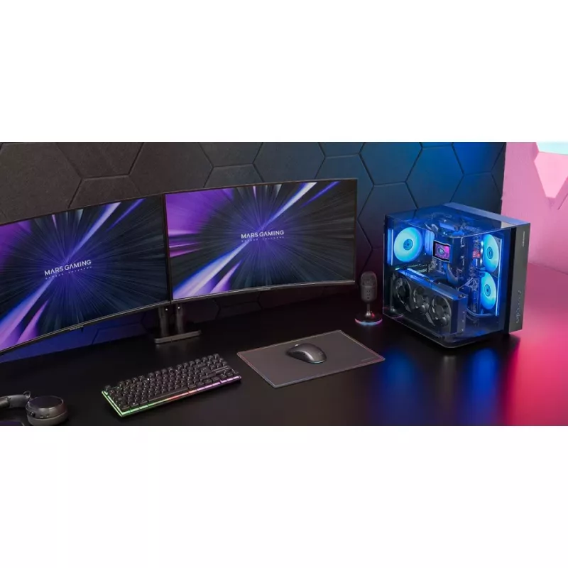 PC Midi Tower korpusas TACENS Mars Gaming MC-INFINIOLITE, juodas, grūdintas stiklas, ATX/Micro-ATX/Mini-ITX, 120 mm ventiliatoriai