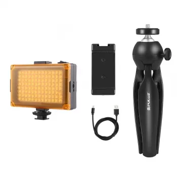 Tripodas Puluz PKT3131B su integruota LED lempa ir telefono laikikliu