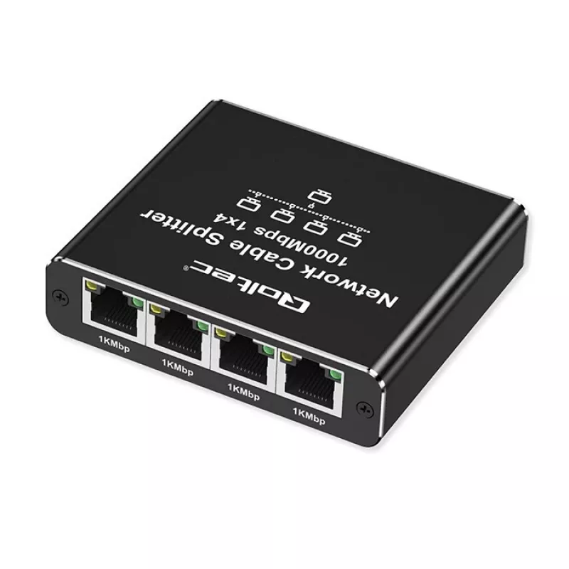 Ethernet mini jungiklis QOLTEC 52293 1x4 RJ45, 1 įėjimas 4 išėjimai, nevaldomas tinklo skirstytuvas