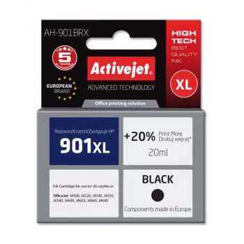 Activejet AH-901BRX rašalas (HP 901XL CC654AE pakaitalas; Premium; 20 ml; juoda)