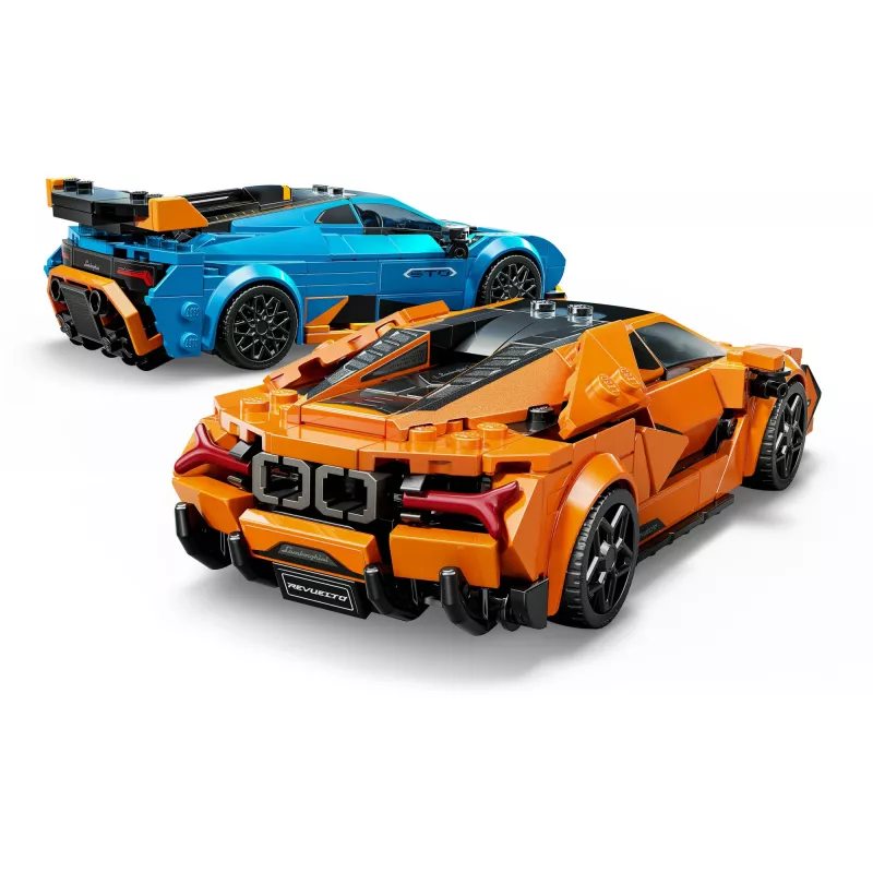Konstruktorius LEGO Speed Champions rinkinys 77238 – Lamborghini Revuelto ir Huracán STO, 607 dalių, 2 minifigūrėlės, rekomenduojamas amžius 10+