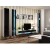 TV stovas Cama Meble VIGO NEW 30/180/40, baltas viršus, juodas blizgus rėmas, 1800×400×300 mm