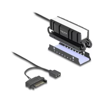 Šilumos šalintuvas DELOCK 18460 M.2 SSD 2280 — aliuminis/varis, RGB 5V, juodas