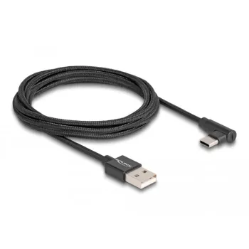 DeLOCK USB 2.0 kabelis USB-A (vyriškas) → USB-C (vyriškas, kampuotas) 2 m juodas