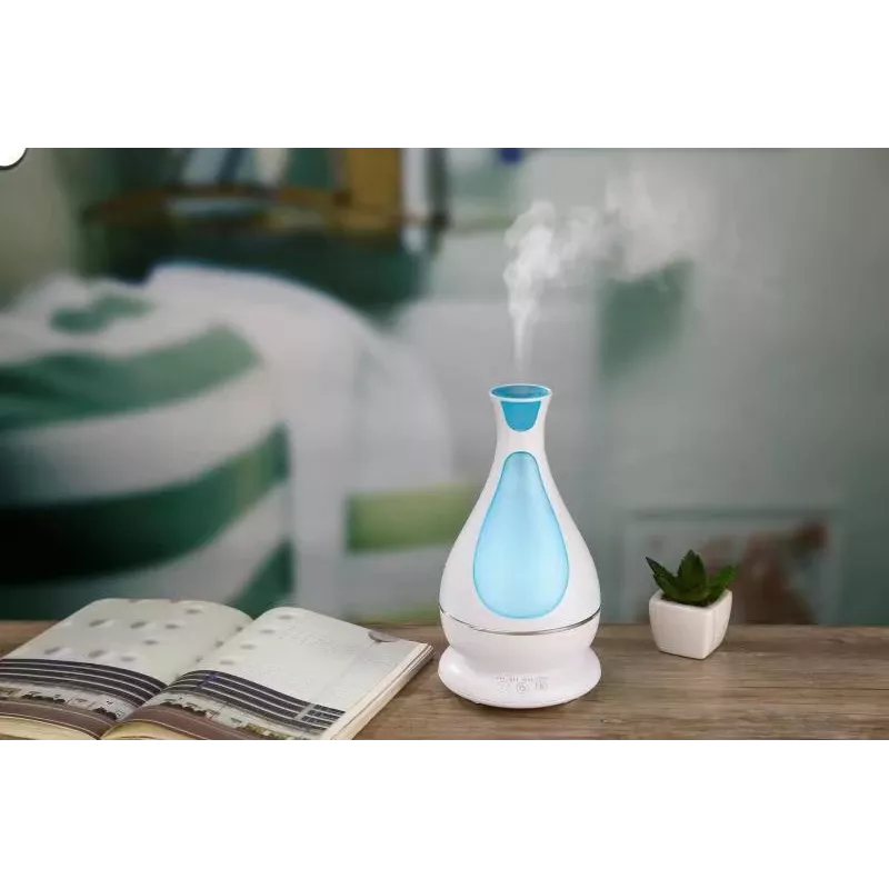 Minimu aromaterapijos difuzorius su LED apšvietimu, 400 ml, baltas