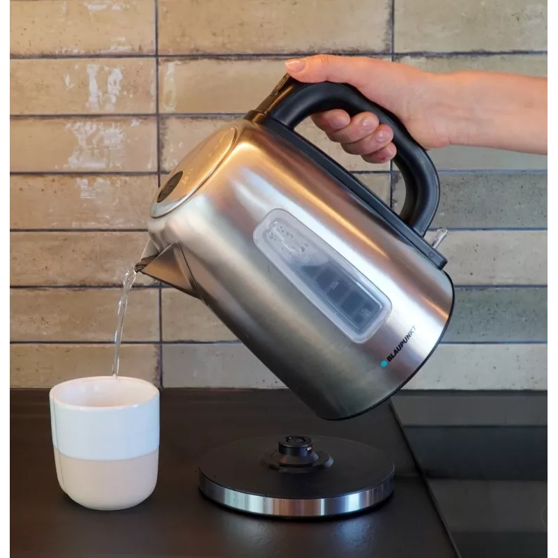 Elektrinis virdulys BLAUPUNKT EKS412 — 1,7 L nerūdijantis plienas, 2200 W, vandens lygio indikatorius, 360° pagrindas