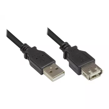 Prailginimo laidas USB 2.0 Kištukas A į Lizdą A, juodas, 3 m, Good Connections® (2511-OF3S)