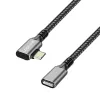 USB 3.2 Gen2 tipo-C prailginimo kabelis su PD, 1 m, 90° kampinis