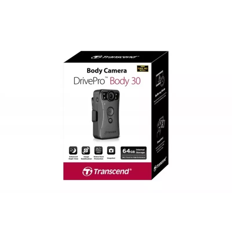 Transcend DrivePro Body 30 kūno kamera, Full HD, Wi-Fi, 130 g
