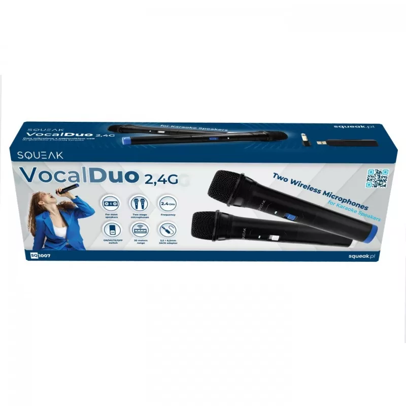 Belaidžių karaoke mikrofonų rinkinys SQUEAK VocalDuo 2.4G SQ1007