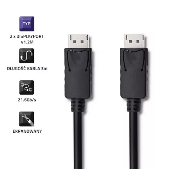 DisplayPort kabelis Qoltec 50374 3 m Juodas