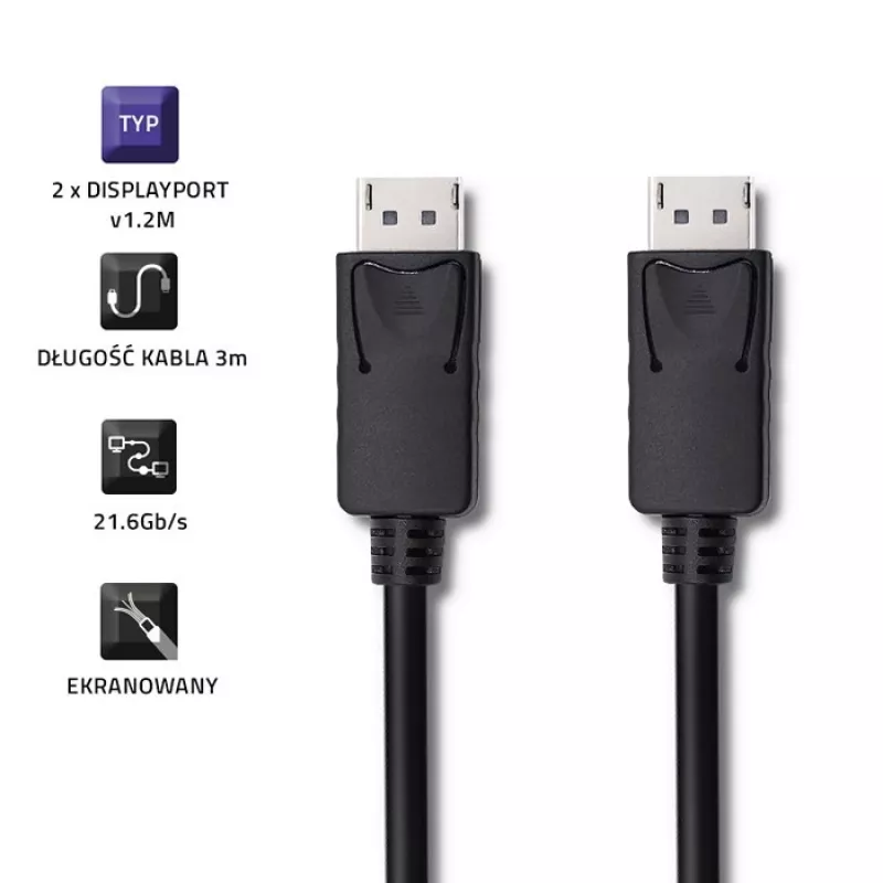 DisplayPort kabelis Qoltec 50374 3 m Juodas