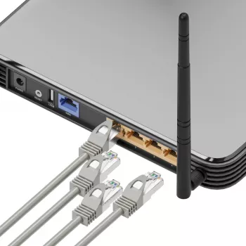 Ethernet jungiamasis laidas Extralink Cat 5e UTP, 10 m, RJ-45–RJ-45, pilkas