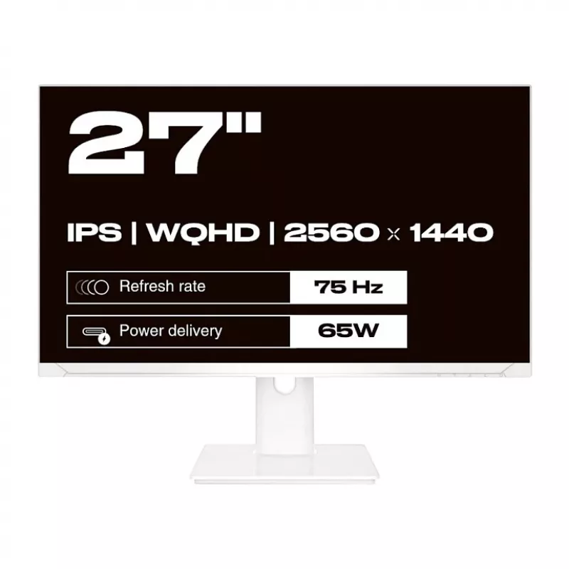 JAPANNEXT JN-IPS270WQHD75F-C65W-HSP-W 27 colių WQHD monitorius, IPS, 2560x1440, 75 Hz, AMD FreeSync, HDMI, DisplayPort