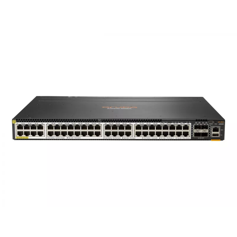 HPE Aruba 6300M jungiklis - L3 valdomas - 48 x 100/1000/2,5G/5G (PoE+) + 4 x 1/10/25/50 Gb SFP56 (aukštupio/stekavimo)