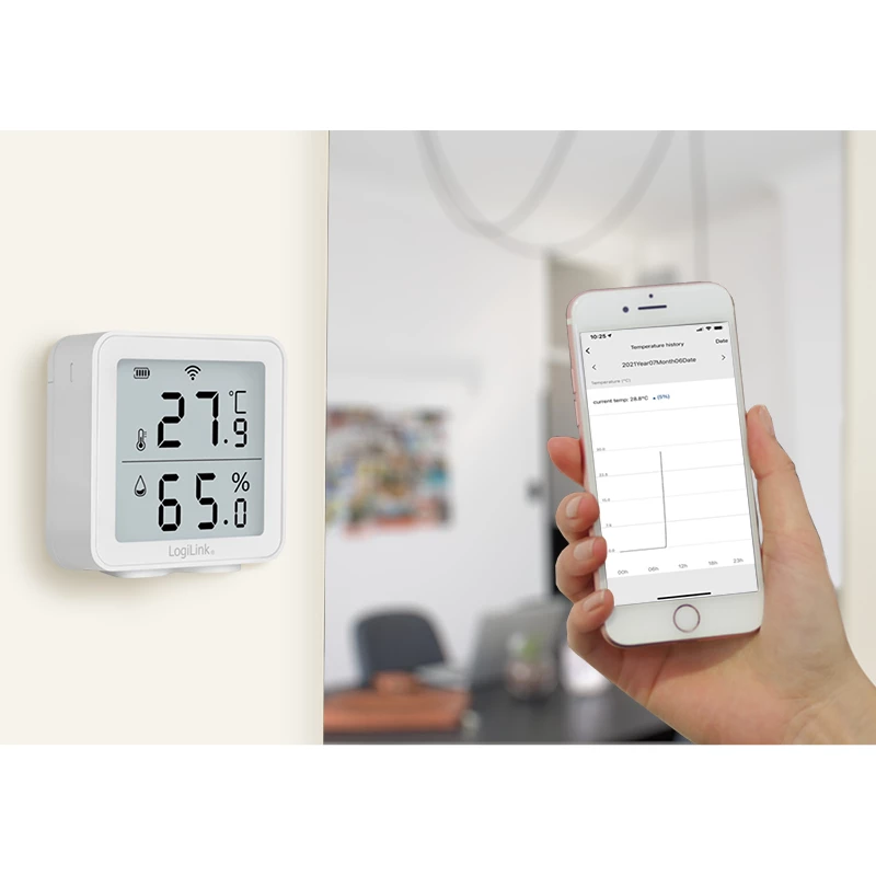 LogiLink SC0116 belaidis termohigrometras su Wi-Fi ir Smart Life programa