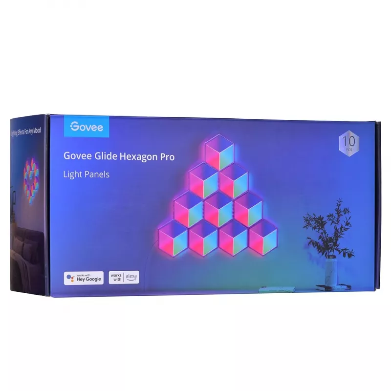 LED išmanusis skydelis Govee B6066 Hexa Pro RGBIC Bluetooth Wi‑Fi 10 vnt.