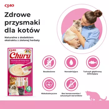INABA Churu skonis su tunu ir krevetėmis - skanėstai katėms - 4x14 g
