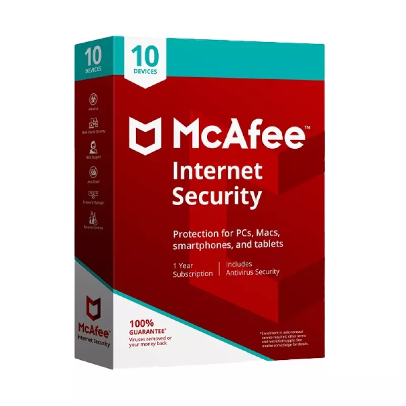 McAfee Internet Security 10 įrenginių, 1 metai