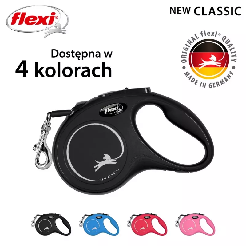 Flexi New CLASSIC 5 m Juodas šuns ištraukiamas pavadėlis