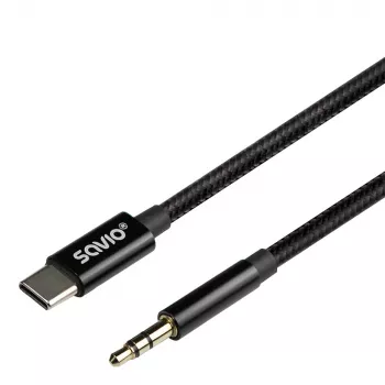 Audio kabelis Savio CL-188 2m Juodas USB-C į 3,5 mm Mini Jack