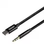 Audio kabelis Savio CL-188 2m Juodas USB-C į 3,5 mm Mini Jack