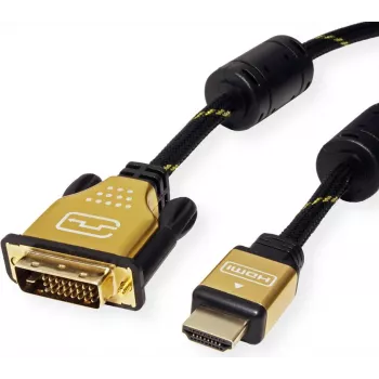 ROLINE 11.04.5896 Vaizdo kabelio adapteris 1,5 m HDMI A tipo (standartinis) DVI-D Juodas - Auksinis (11.04.5896)