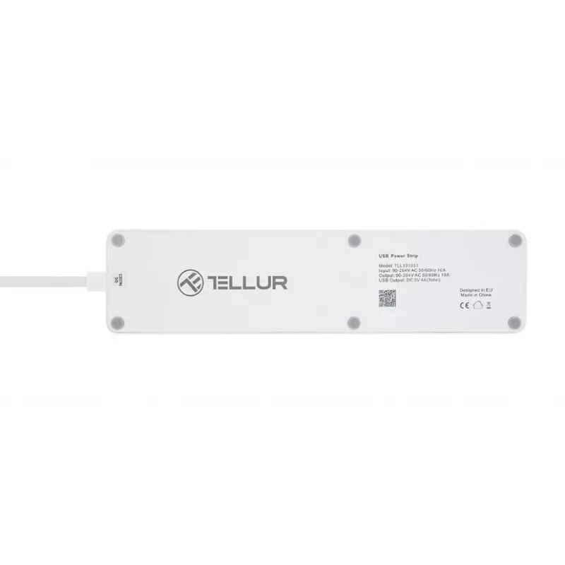 Tellur WiFi išmanusis ilgintuvas su 3 kištukiniais lizdais ir 4 USB prievadais (4 A)
