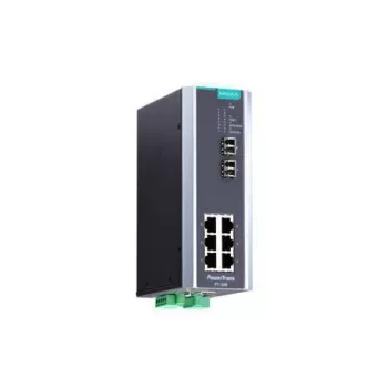 Pramoninis Ethernet jungiklis MOXA PT-508-SS-LC-HV — 8 prievadų 10/100/1000 Mbps, metalinis korpusas