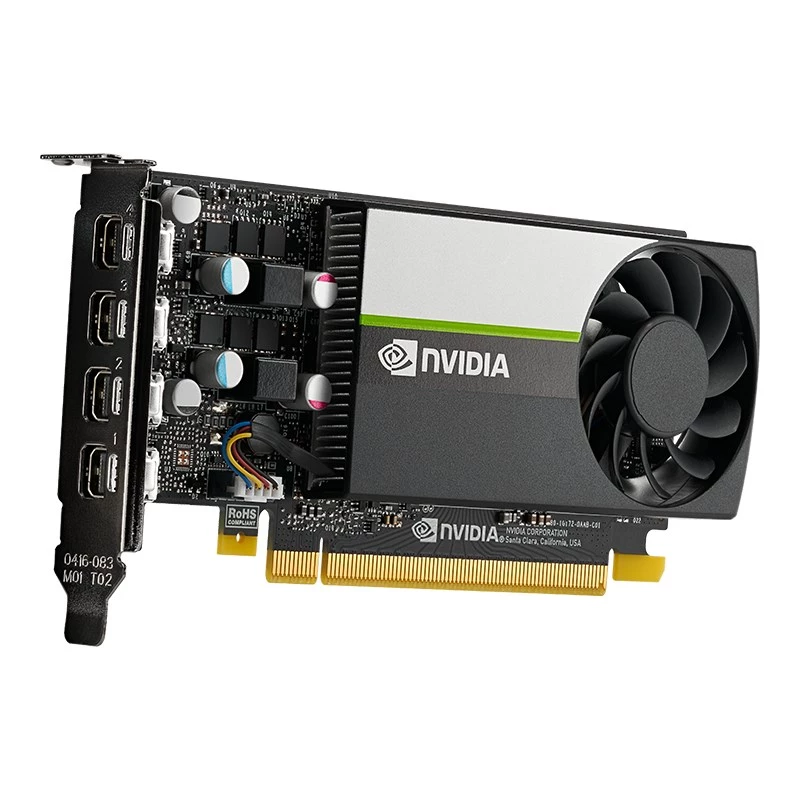 PNY NVIDIA T1000 4GB GDDR6 žemo profilio vaizdo plokštė, 4x Mini DisplayPort (VCNT1000-SB)