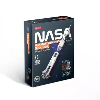 3D dėlionė Cubicfun Apollo Saturn raketa – mastelio surinkimo edukacinis rinkinys