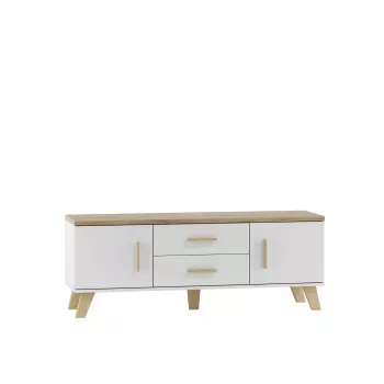 Cama RTV stand LOTTA 140cm Balta + sonoma oak