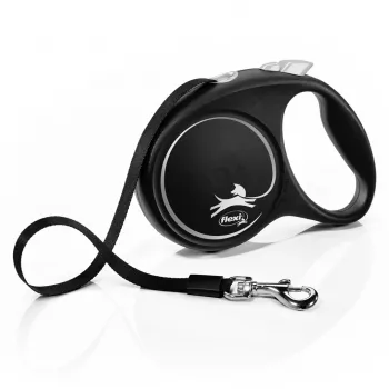 Ištraukiamas pavadėlis šunims Flexi Black Design M, juostinis, 5 m, vidutinėms veislėms (10–25 kg), maks. apkrova 20 kg