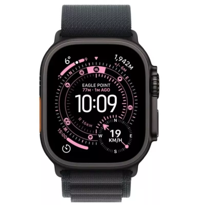 Išmanusis laikrodis Apple Watch Ultra 3 GPS + Cellular 49mm juodo titano korpusas su juoda Alpine Loop dirželiu (didelis)