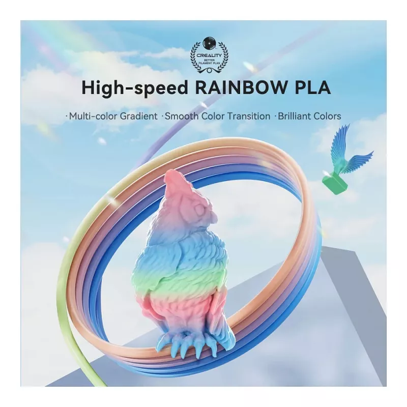 3D spausdinimo filamentas Creality PLA 1,75 mm, 1 kg — Mėlyna/Žalia/Rausva (Creality 3301010424)