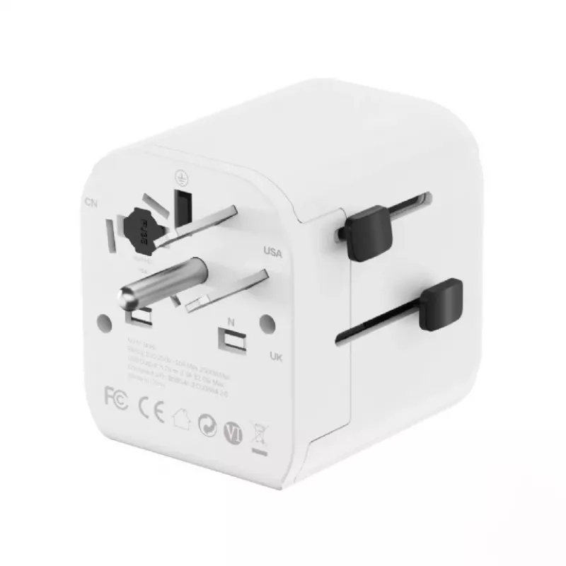 Universalus kelioninis adapteris GEMBIRD TPA-EU2A12-01-W 12W USB maitinimo adapteris tarptautiniams kištukams