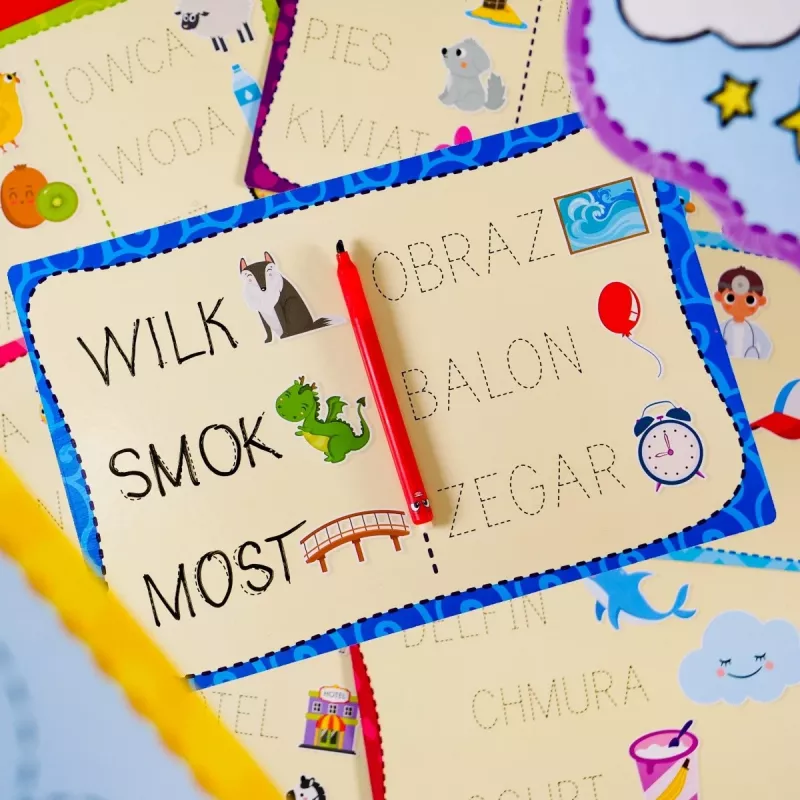 Mokomasis rinkinys Montessori Rašymas mokykla su 18 planšečių