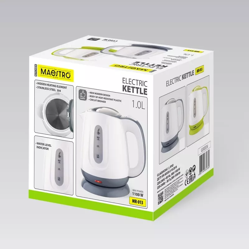 Elektrinis virdulys MAESTRO MR013 1 L 1100 W (MR-013-GREEN) Žalias, Baltas